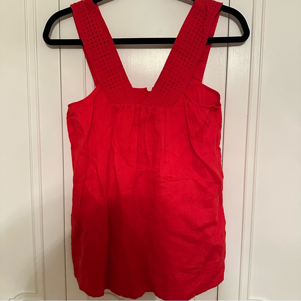 J Crew size 0 Red Sleeveless Women's Top with neckline detail